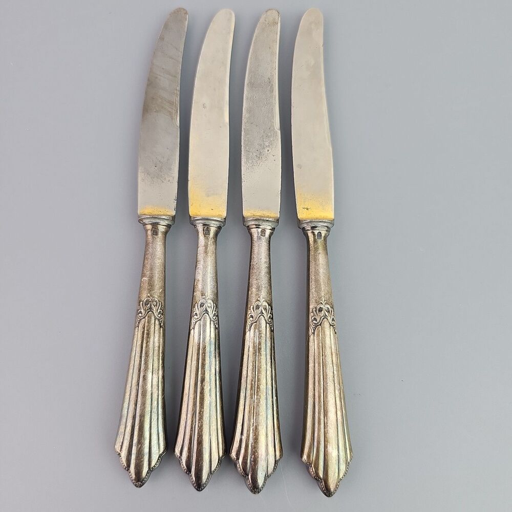 WMF 90 Germany Silverplate 7in Luncheon Knife FACHER  Pattern Set of 4
